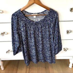 Christopher & Banks blue peasant dotted blouse